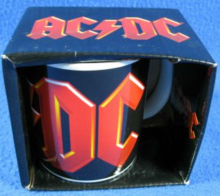 Ac/dc Logo 12 Oz.  Red Black & White Coffee Cup/mug Nib