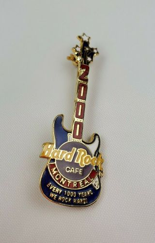 Hard Rock Cafe Pin 2000 Montreal Guitar Red White & Blue Stars