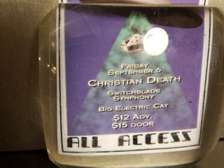 CHRISTIAN DEATH ROZZ WILLIAMS ORIG ALL ACCESS MUSIC CONCERT BACKSTAGE PASS SF. 2