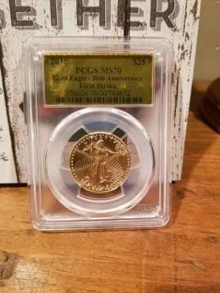 2016 1/2 Oz $25 Gold American Eagle Pcgs Ms 70 Fs Anywhere