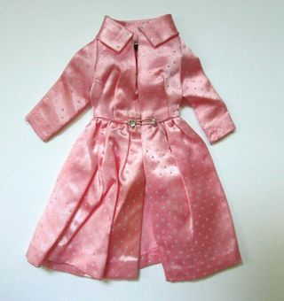 Vtg Barbie Pink Satin Silver Glitter Coat 1963 Fashion Pak Rhinestone Closure