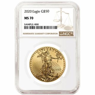2020 $50 American Gold Eagle 1 Oz.  Ngc Ms70 Brown Label
