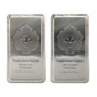 2 X 10 Oz Scottsdale Stacker® Silver Bars - 20 Troy Oz.  999 Silver Bullion A248