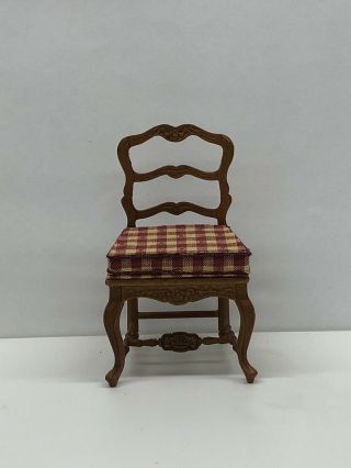 Dollhouse Miniature Bespaq 1:12 Scale Chair With Cushion Red And Yellow