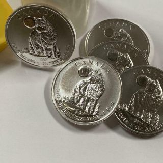 25 x 2011 RCM Canada 1 oz Silver Wildlife Series Wolf 1oz.  9999 Silver Coins 3