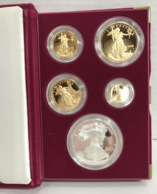 1995 - W American Eagle 10th Anniversary Proof Bullion Gold & Silver Coin Set