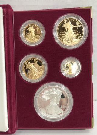 1995 - W American Eagle 10th Anniversary Proof Bullion Gold & Silver Coin Set 2