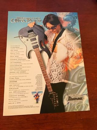 1999 Vintage 8x11 Print Ad For Ibanez Jem7dbk Guitar Steve Vai Ultra Zone Promo