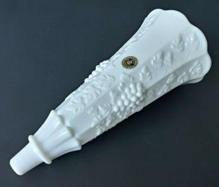 Westmoreland - Paneled Grape - Milk Glass Epergne Horn Vase W/ Sticker