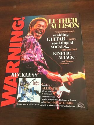 1997 Vintage 8x10.  5 Album Promo Print Ad Luther Allison Reckless Blues Guitarist