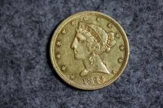 Estate Find 1893 - Cc Liberty Head Half Eagle $5 Gold Coin J13830