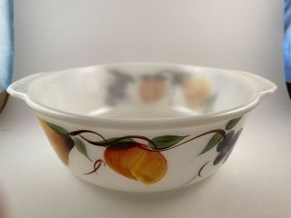 Vintage Fire King Milk Glass 2 Qt Dish/fruit Paint Design/