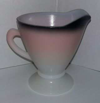 Vintage Hazel Atlas Pink/black/white Creamer Milk Glass