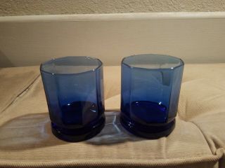 Vintage Anchor Hocking Essex Cobalt Blue 10 Oz Drinking Glasses 10 Panel Set 2