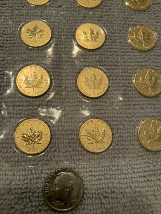 40 2014 1/10 Oz Canadian Gold Maple Leaf $5 Coin.  9999 Fine Bu