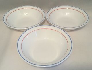 3 Vintage Country Cornflower Corning 7 1/4 " Cereal / Soup Bowls Replacement