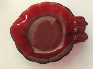 Vintage Ashtray - Anchor Hocking Royal Ruby Red Depression Glass Leaf Shape