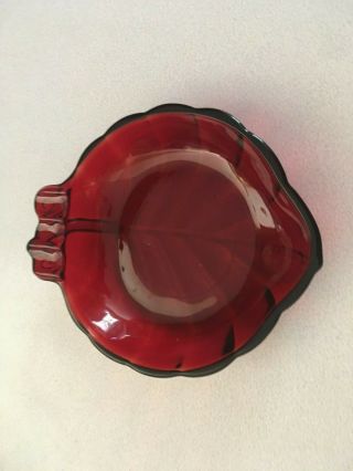 Vintage Ashtray - Anchor Hocking Royal Ruby Red Depression Glass Leaf Shape 2