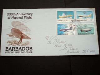 1983,  Barbados,  Sg 726 - 729,  200th Anniv.  Of Manned Flight,  Airplanes,  Balloon