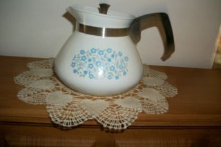 Vintage Corning Ware Blue Heather 6 Cup P - 104 Tea Pot