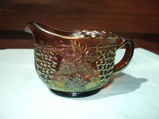 Carnival Glass.  Northwood Amethyst Grape And Cable Breakfast Creamer.  Marked N.  Vgc