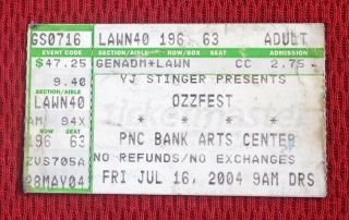 2004 Ozzfest (ozzy Osbourne,  Judas Priest, ) Jersey Concert Ticket Stub