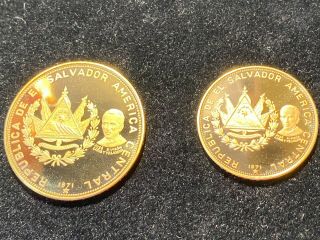 Two 1971 Gold Coins: El Salvador 200 And 100 Colones - 1 Ounce Gold Total