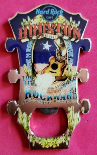 Hard Rock Cafe Houston V7 Texas Rock Guitar Headstock Bottle Opener Magnet