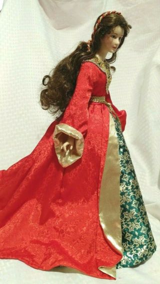 Vintage Franklin Heirloom Porcelain Renaissance Themed Doll 1988 Red/gold