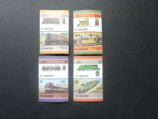 Set Of 8 Railway Stamps From St Vincent (sg 1001 - 1008) Dated 1986 Umm