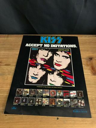 1985 Vintage 8x11 Album Promo Print Ad For Kiss Asylum " Accept No Imitations "