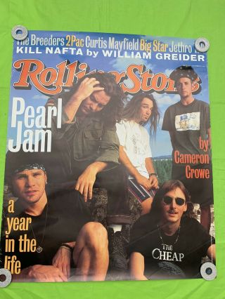 Rare Pearl Jam Poster 1993 “rolling Stone Cover” A Year In The Life 30 X 25