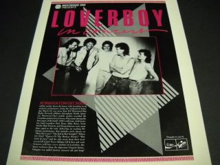 Loverboy In Concert From Westwood One 1986 Promo Poster Ad Cond