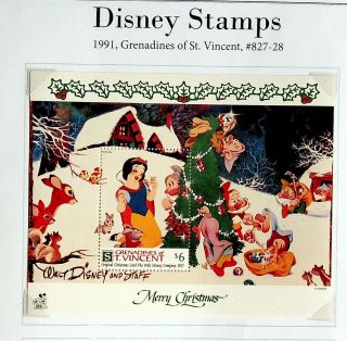 St.  Vincent Grenadines 1991 Christmas: Disney Cartoon Characters $6 Mnh Sheet