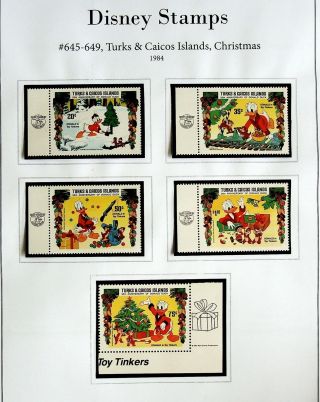 Turks & Caicos Islands 1984 Christmas: 50th Ann.  Donald Disney C.  5v Mnh Stamps