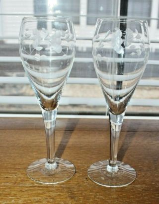 Pair Princess House Heritage 7 3/4 " H Champagne Tulip Stemmed Glasses