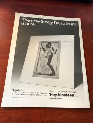 1981 Vintage 8x11 Album Promo B&w Print Ad For Steely Dan " Gaucho "