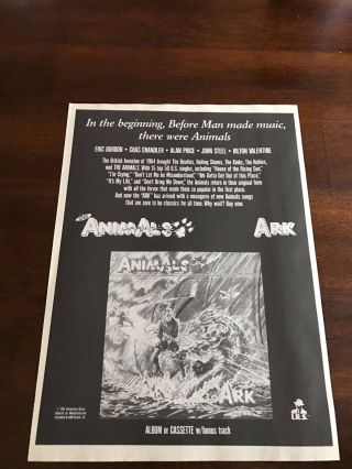 1983 Vintage 8x11 Promo Print Ad For Album By The Animals " Ark " Irs Records