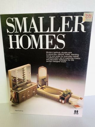 Vintage 1980 Tomy Smaller Homes Bathroom Complete 2404 Box W/wall Paper