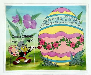 Grenada Grenadines 1981 Disney Cartoons Easter Jiminy Cricket $4 Sheet