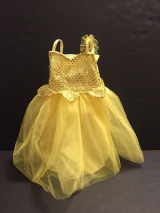 American Girl Doll Formal Evening Gown Yellow Sequins Tulle Dress Gala Party