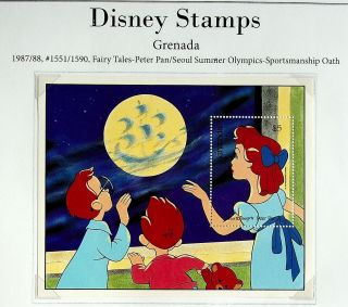 Grenada 1987 Disney Cartoon Characters In " Peter Pan " Fairy Tale $5 Mnh Sheet