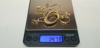 14k Gold Scrap Or Wear Jewelry 14.  78g Vintage Brooch Necklace Priced Below Scrap