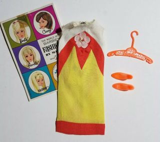 Vintage 1967 Barbie Doll Tropicana Dress 1460 - Dress,  Shoes,  Booklet,  Hangar