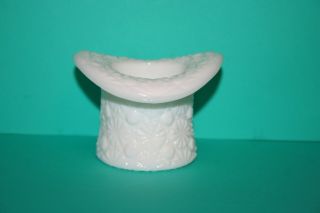 Vintage Fenton White Milk Glass Top Hat Vase Condiment Dish Holder Daisy Button