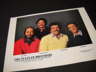 Statler Brothers 1983 Promo Poster Ad On And Off The Record Staunton Virginia