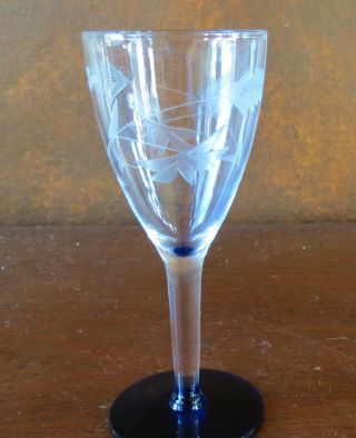 Weston Glass Wgl1 Crystal W/ Cobalt Blue Foot 5” Wine Goblet (s)