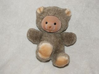 Vintage Russ Berrie Stuffed Plush Brown Tan Teddy Bear Small 7 " Flocked Face