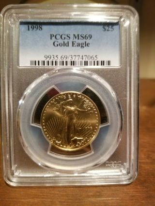 1998 American Gold Eagle $25 1/2 - Oz Pcgs Ms - 69
