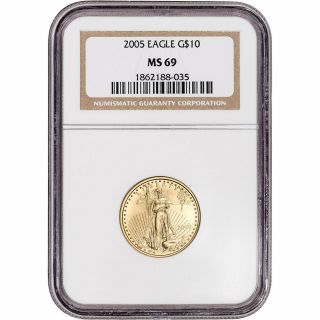 2005 American Gold Eagle 1/4 Oz $10 - Ngc Ms69
